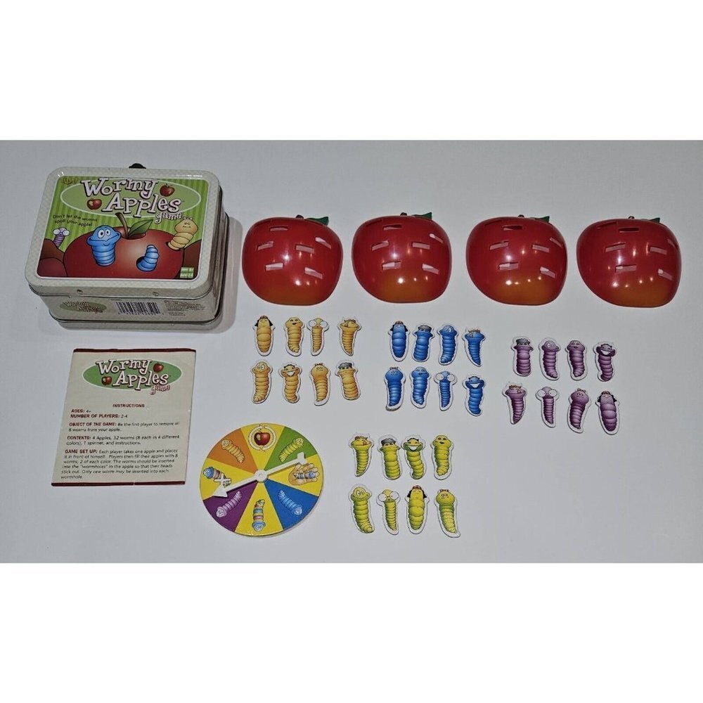 Wormy Apples Game COMPLETE Fundex 2004 Lunchbox Tin READ